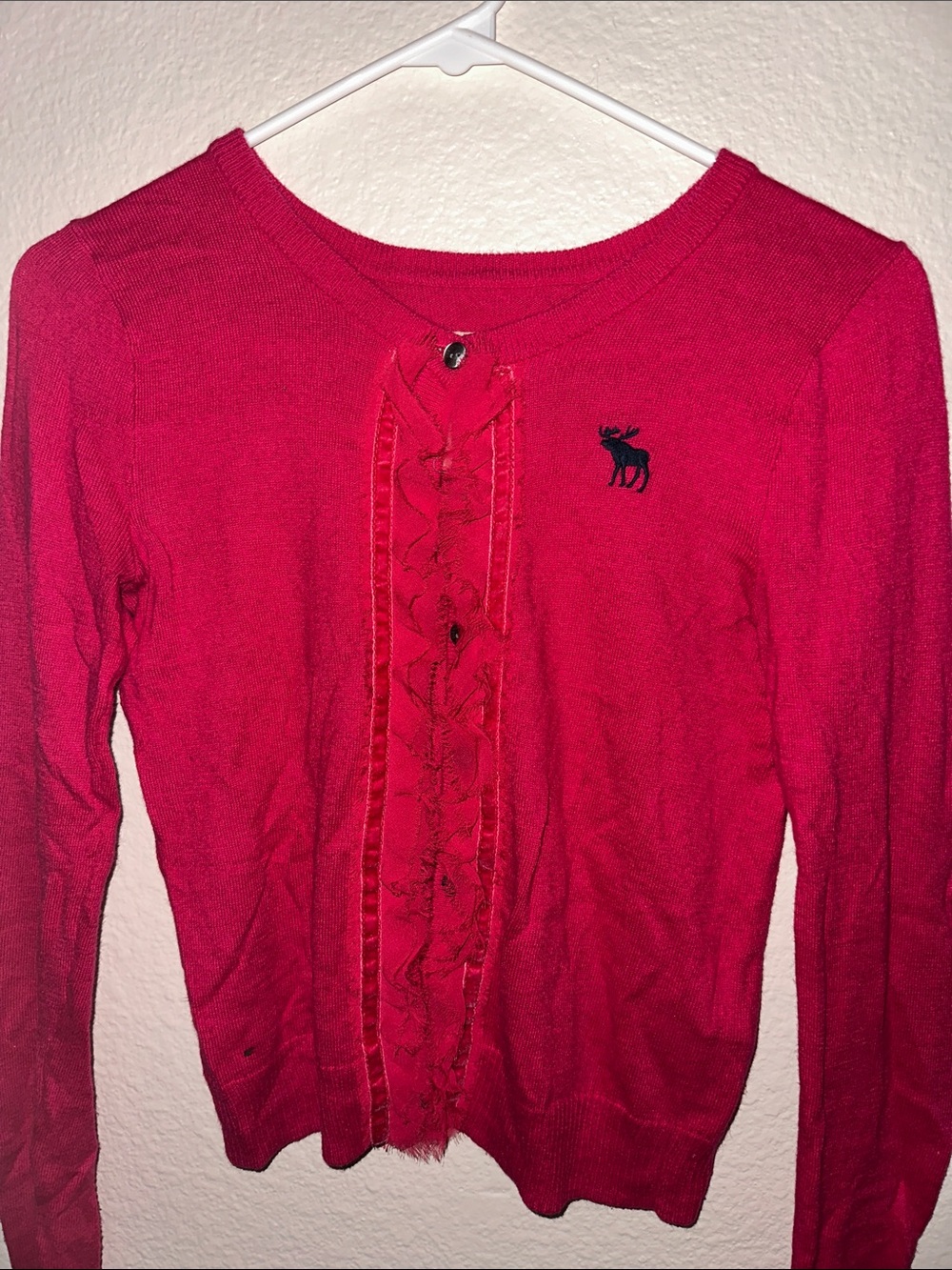 Abercrombie & Fitch Raspberry Button-Front Cardigan - Picture 4 of 4